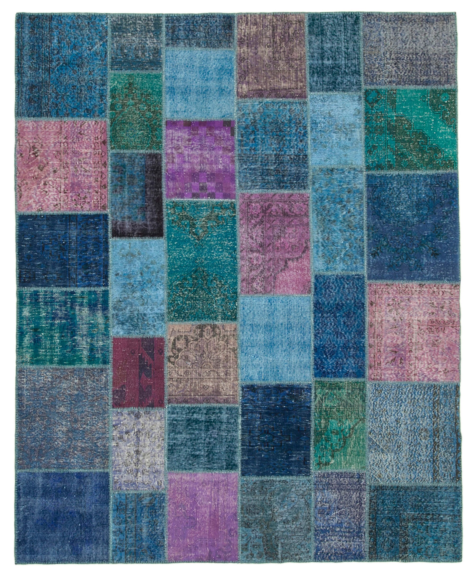 8x10 Blue Patchwork Rug - 12486