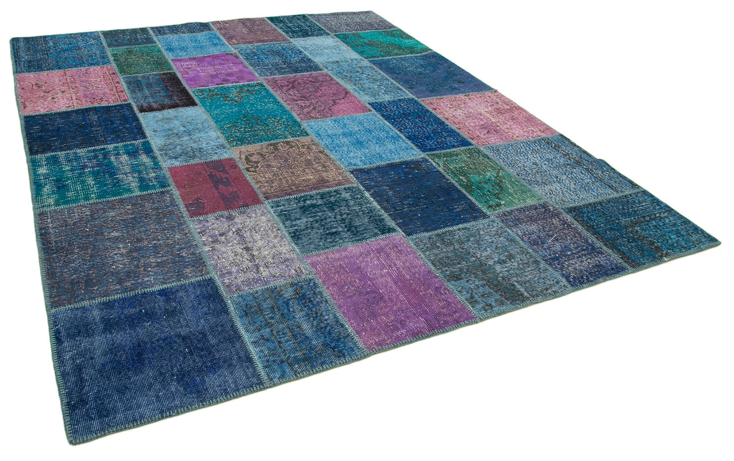 8x10 Blue Patchwork Rug - 12486