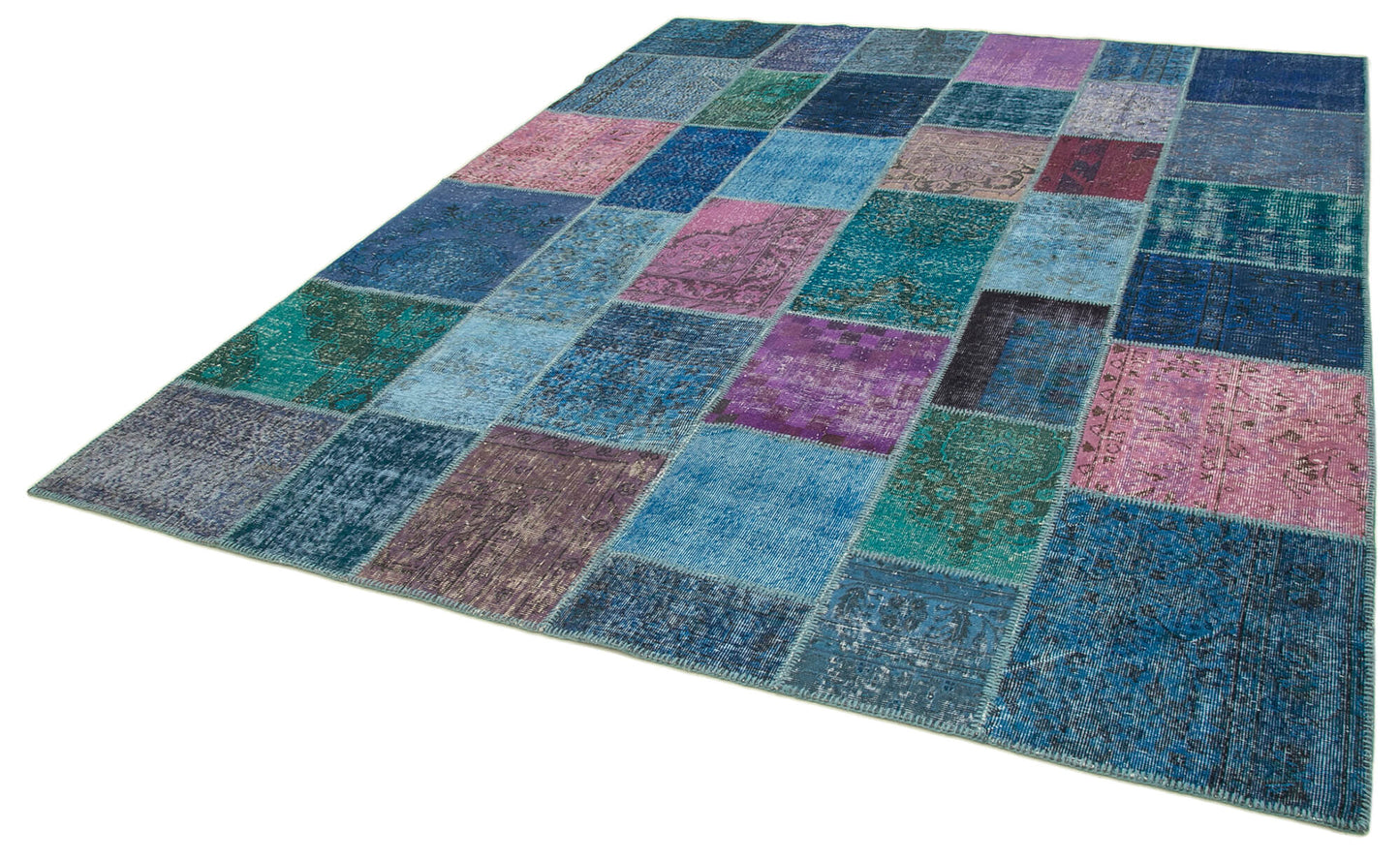 8x10 Blue Patchwork Rug - 12486