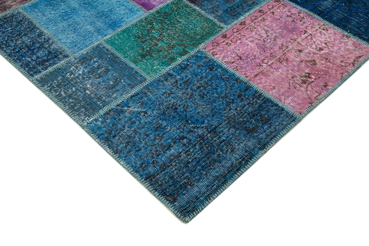 8x10 Blue Patchwork Rug - 12486