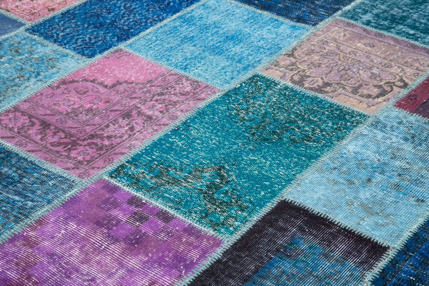 8x10 Blue Patchwork Rug - 12486