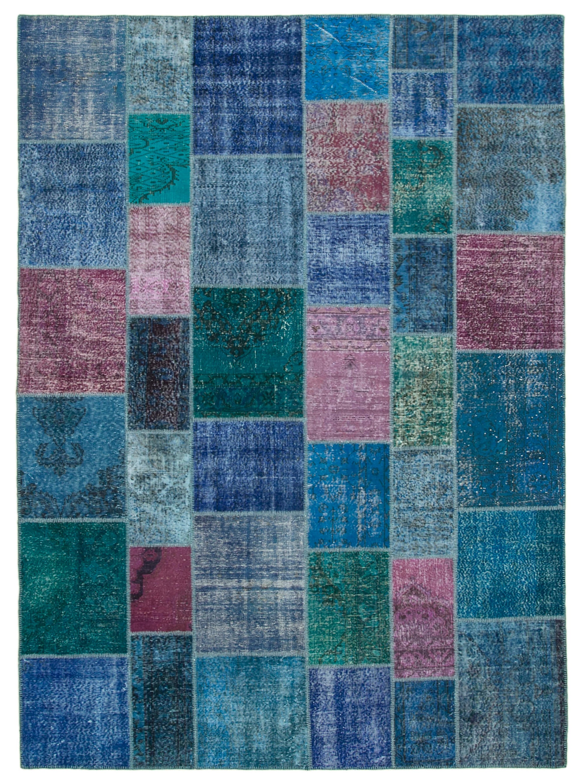 8x12 Blue Patchwork Rug- 17725