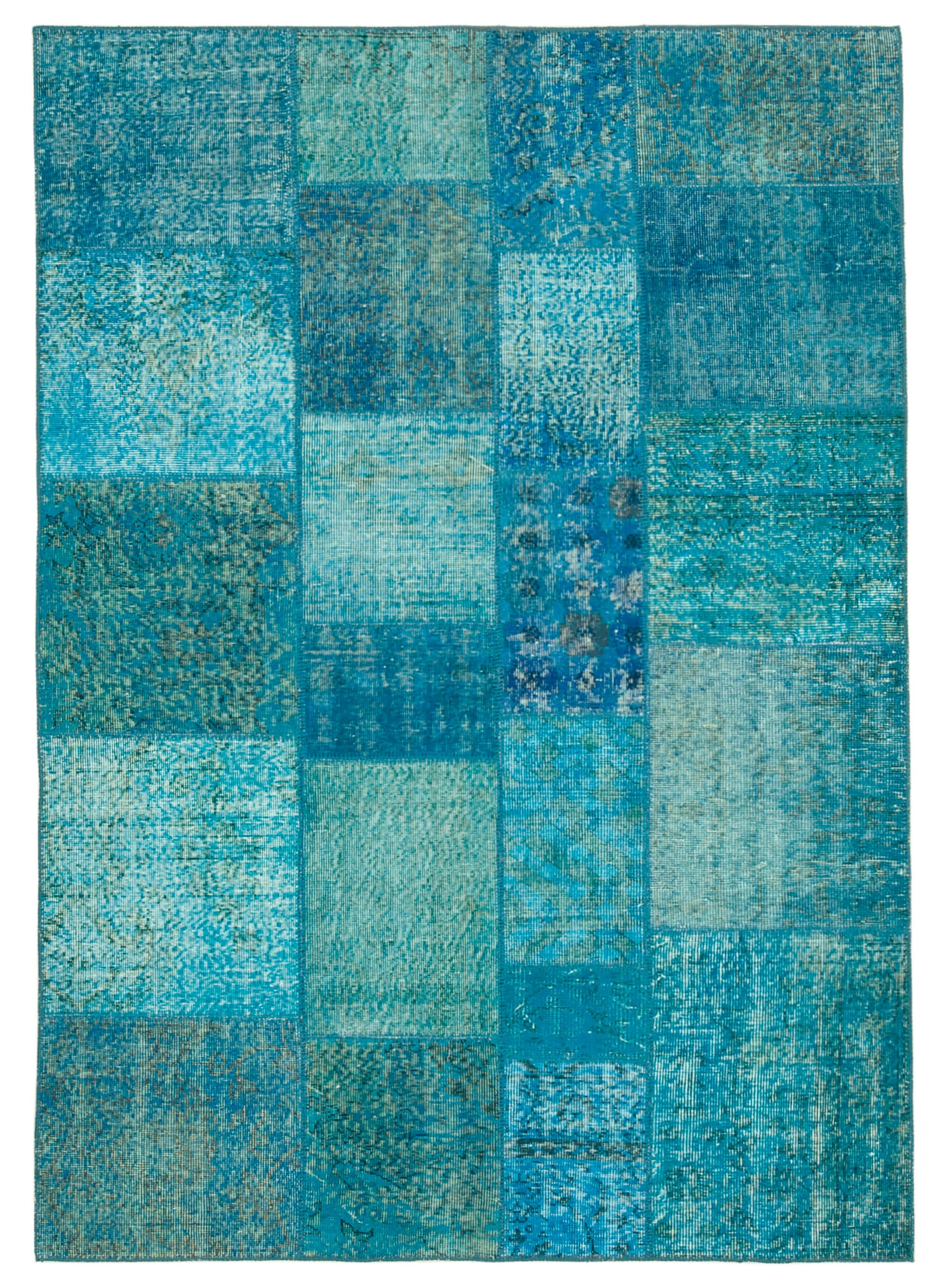 6x8 Turquoise Patchwork Rug - 20166