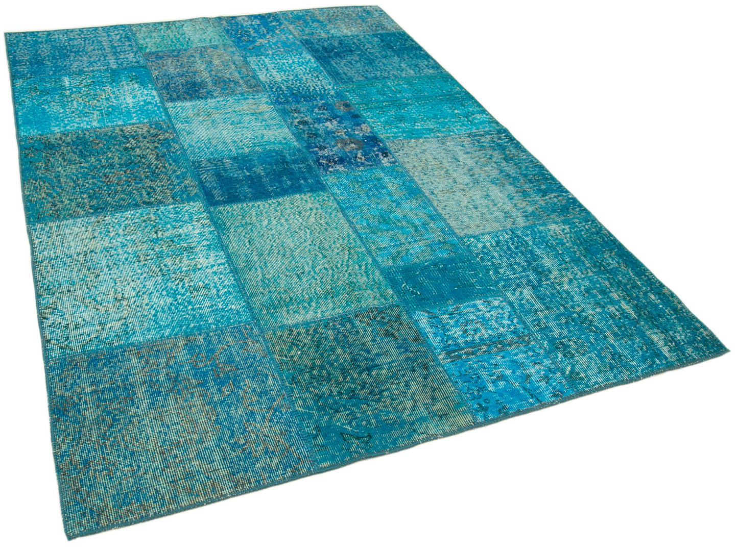 6x8 Turquoise Patchwork Rug - 20166