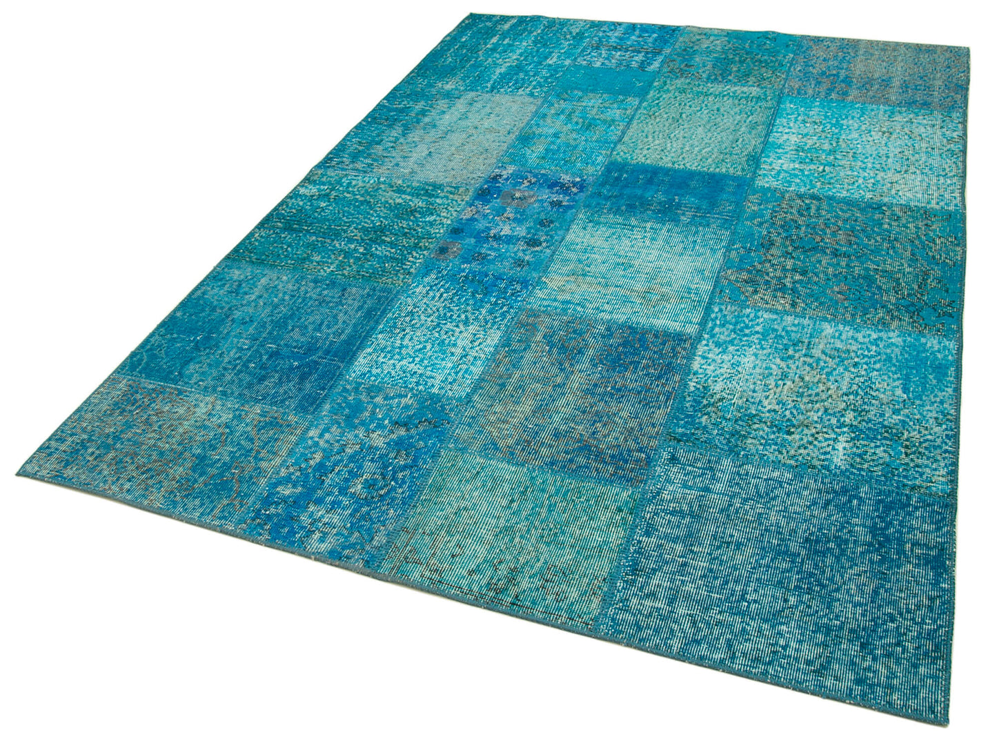 6x8 Turquoise Patchwork Rug - 20166