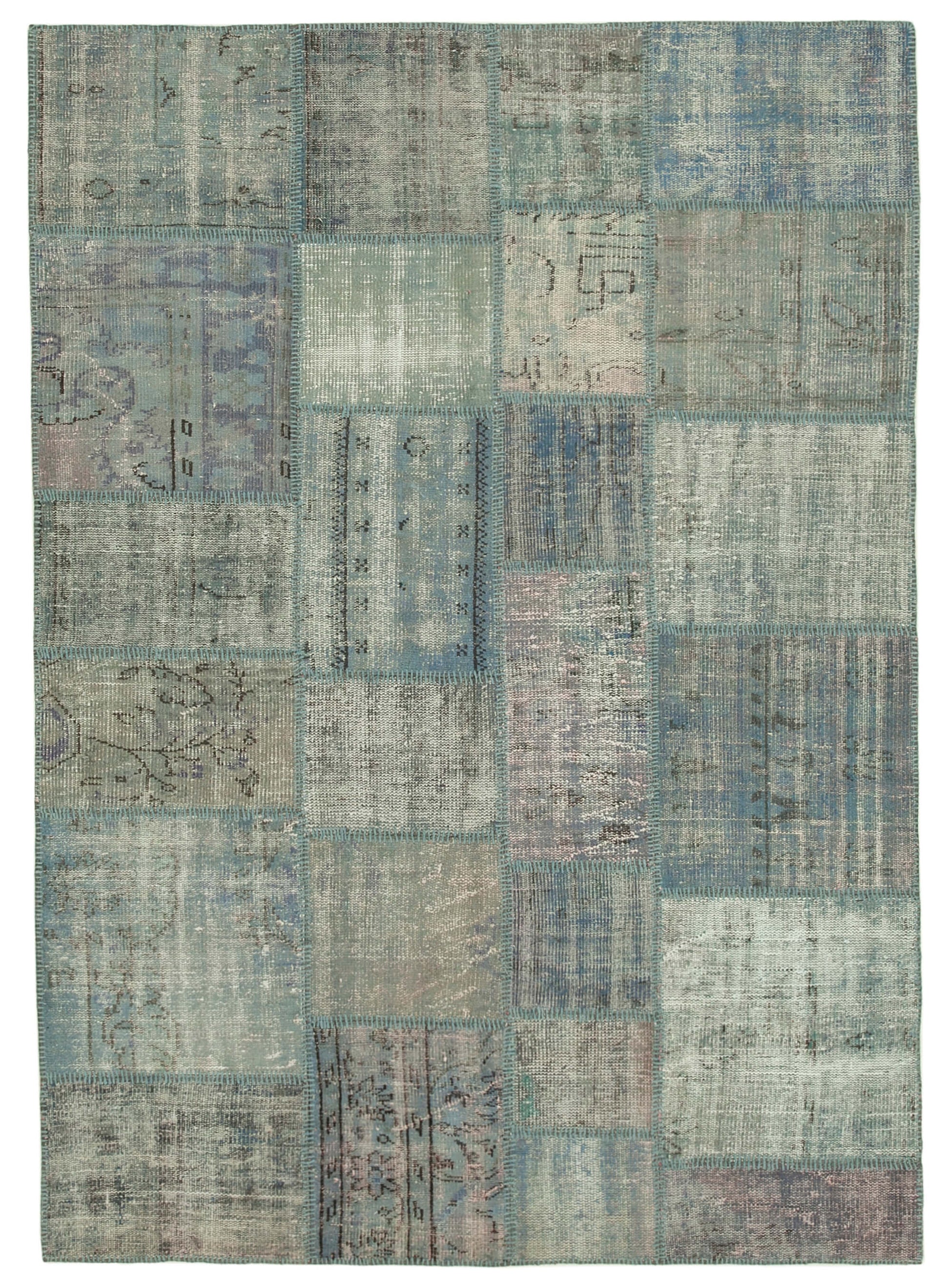 6x8 Blue Patchwork Rug - 20171