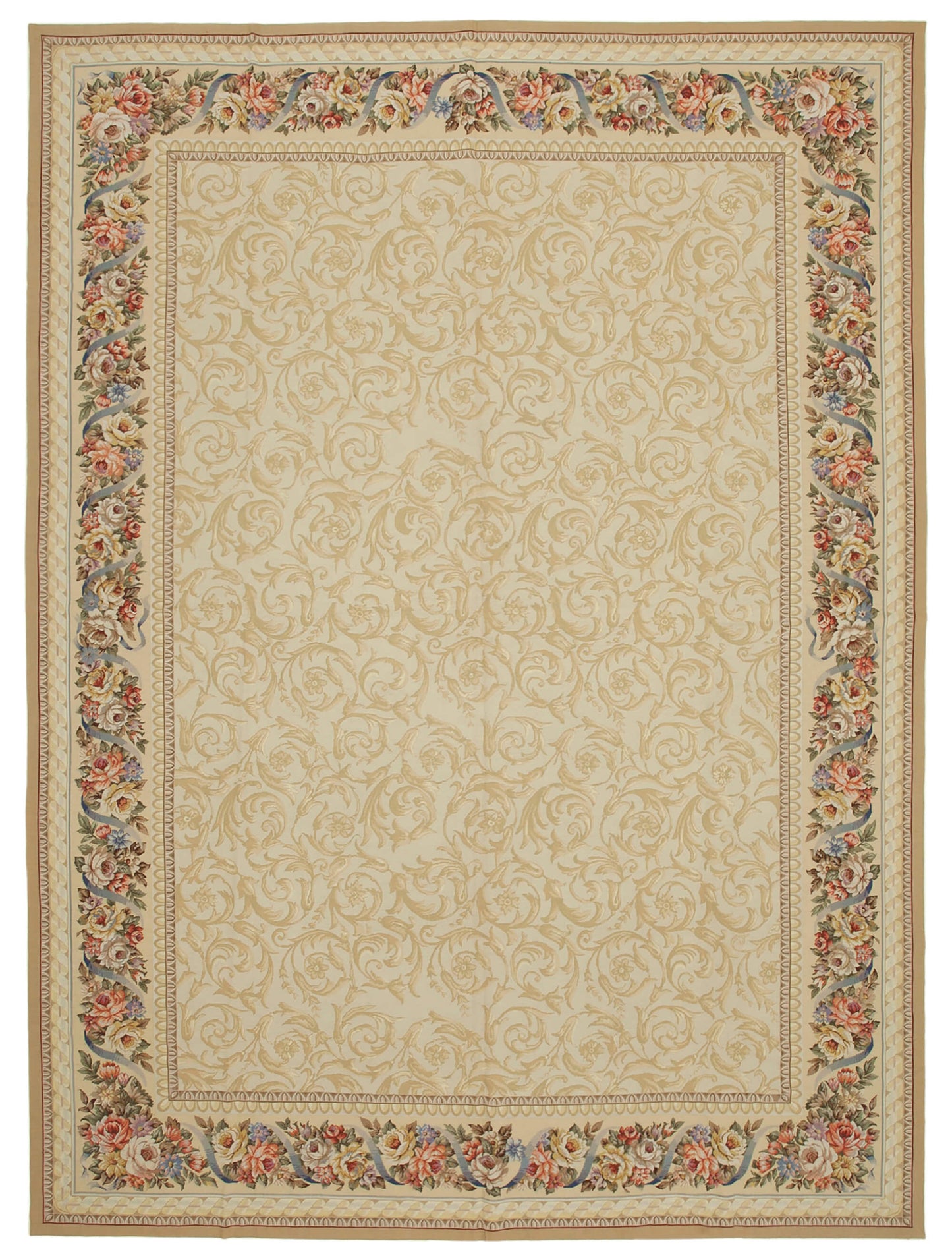 11x15 Beige Needlepoint Kilim Rug - 22044