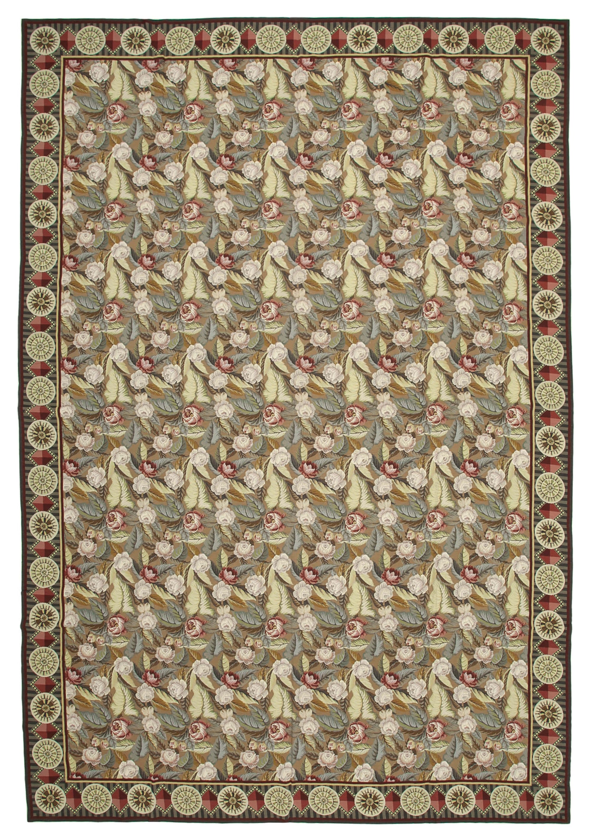 12x18 Beige Needlepoint Kilim Rug - 22054