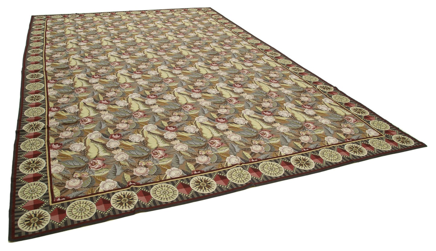 12x18 Beige Needlepoint Kilim Rug - 22054