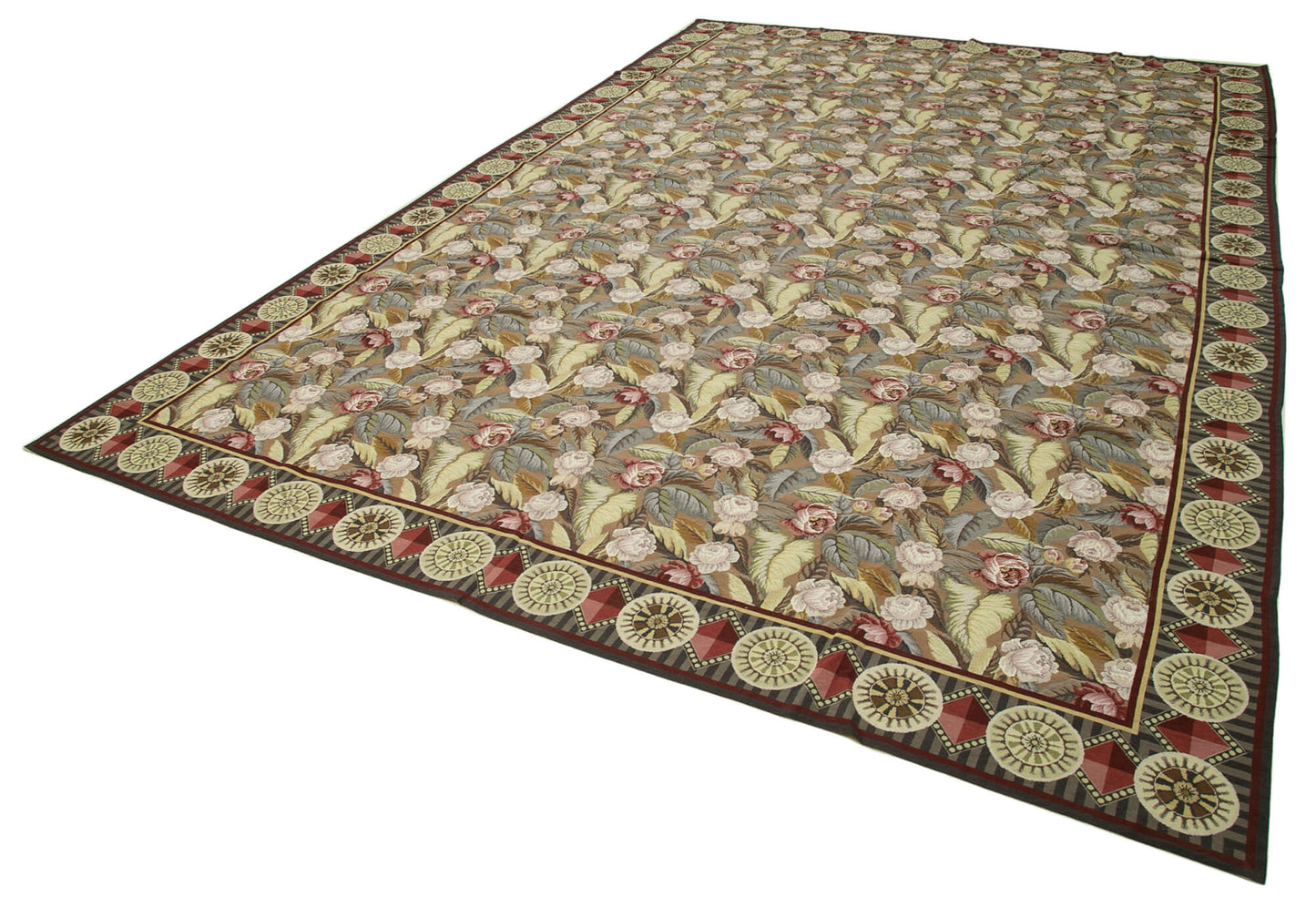 12x18 Beige Needlepoint Kilim Rug - 22054