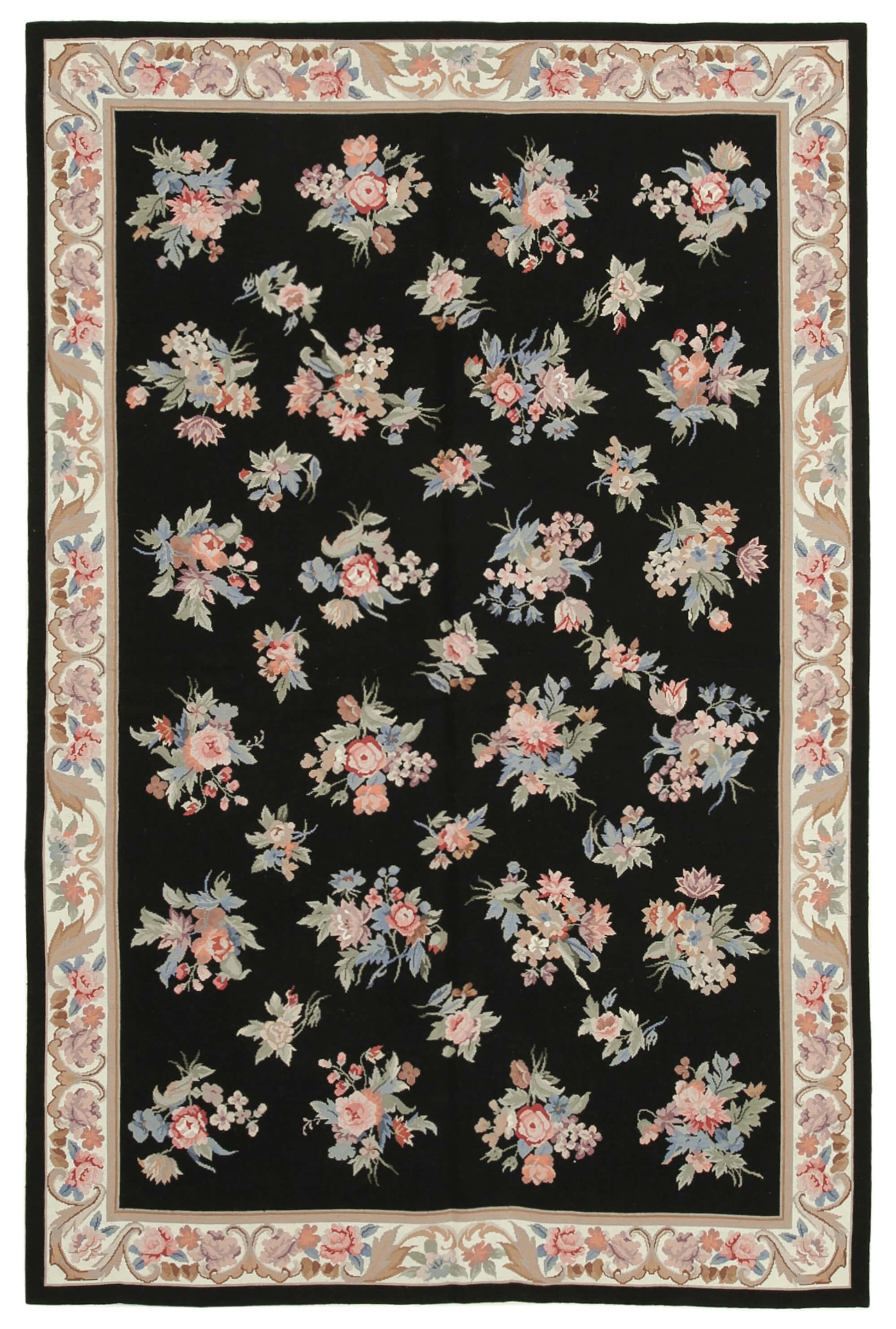 6x9 Black Needlepoint Kilim Rug - 22087