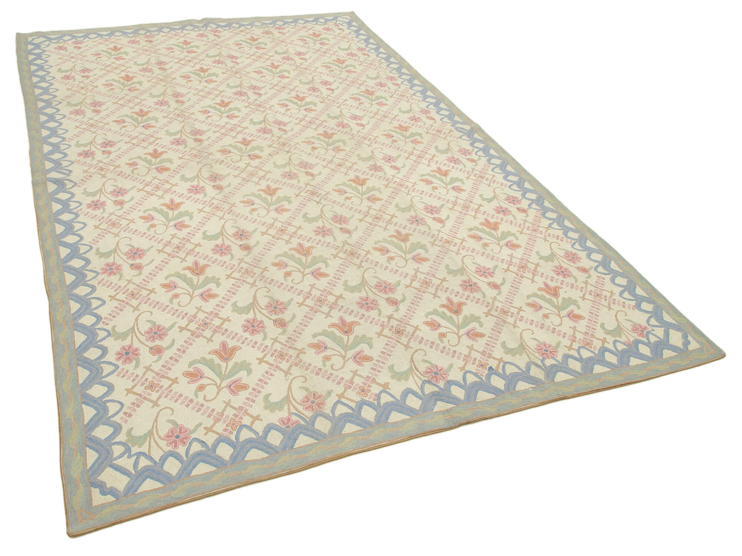 6x9 Beige Needlepoint Kilim Rug - 22090