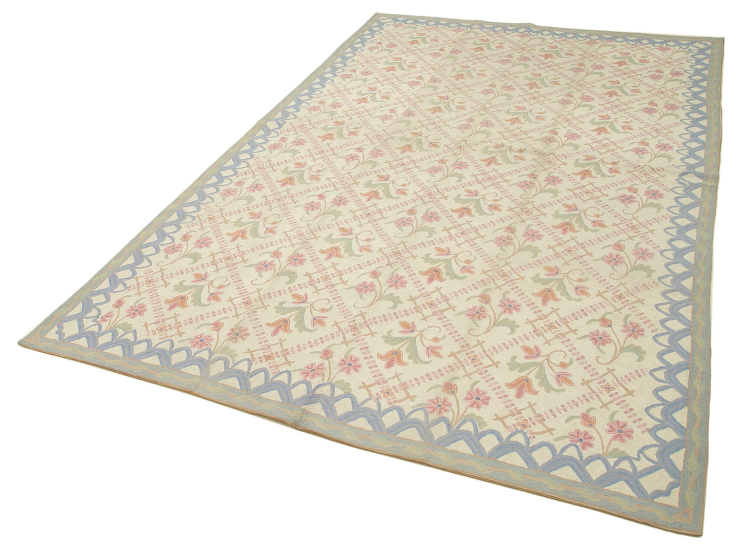 6x9 Beige Needlepoint Kilim Rug - 22090