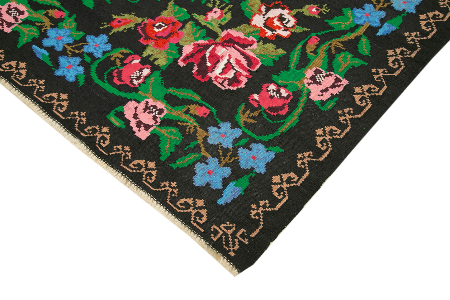 8x10 Black Vintage Moldovan Kilim Rug - 22238