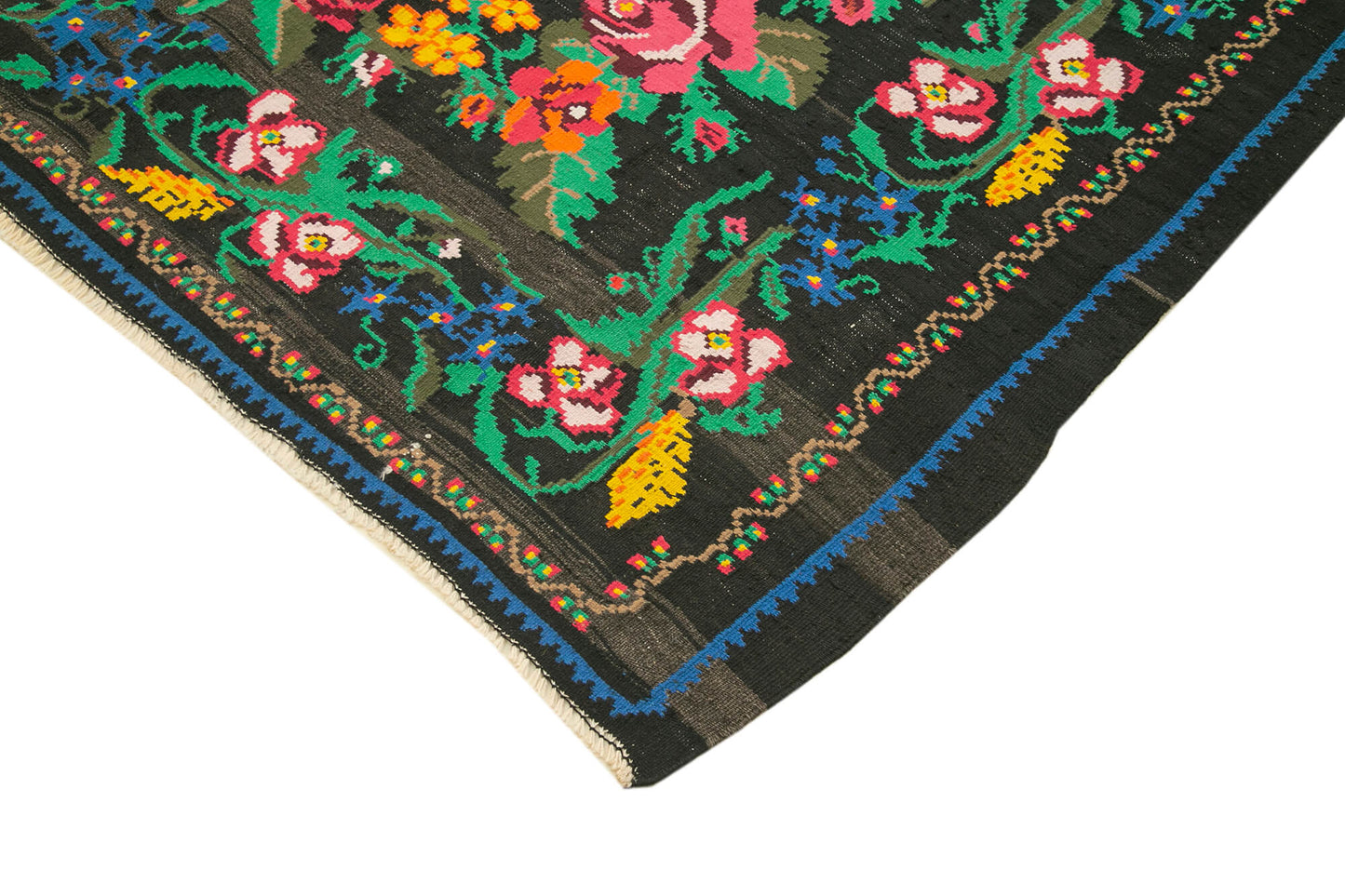 6x8 Black Vintage Moldovan Kilim Rug - 22242