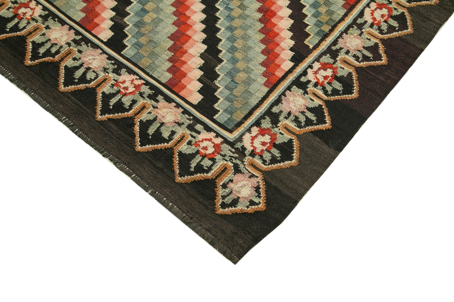 5x7 Brown Vintage Moldovan Kilim Rug - 22265