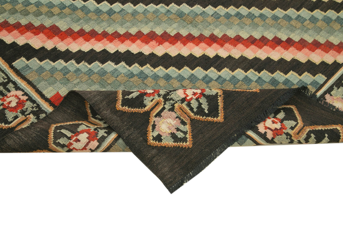 5x7 Brown Vintage Moldovan Kilim Rug - 22265