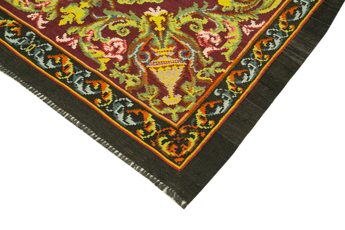 5x7 Brown Vintage Moldovan Kilim Rug - 23274