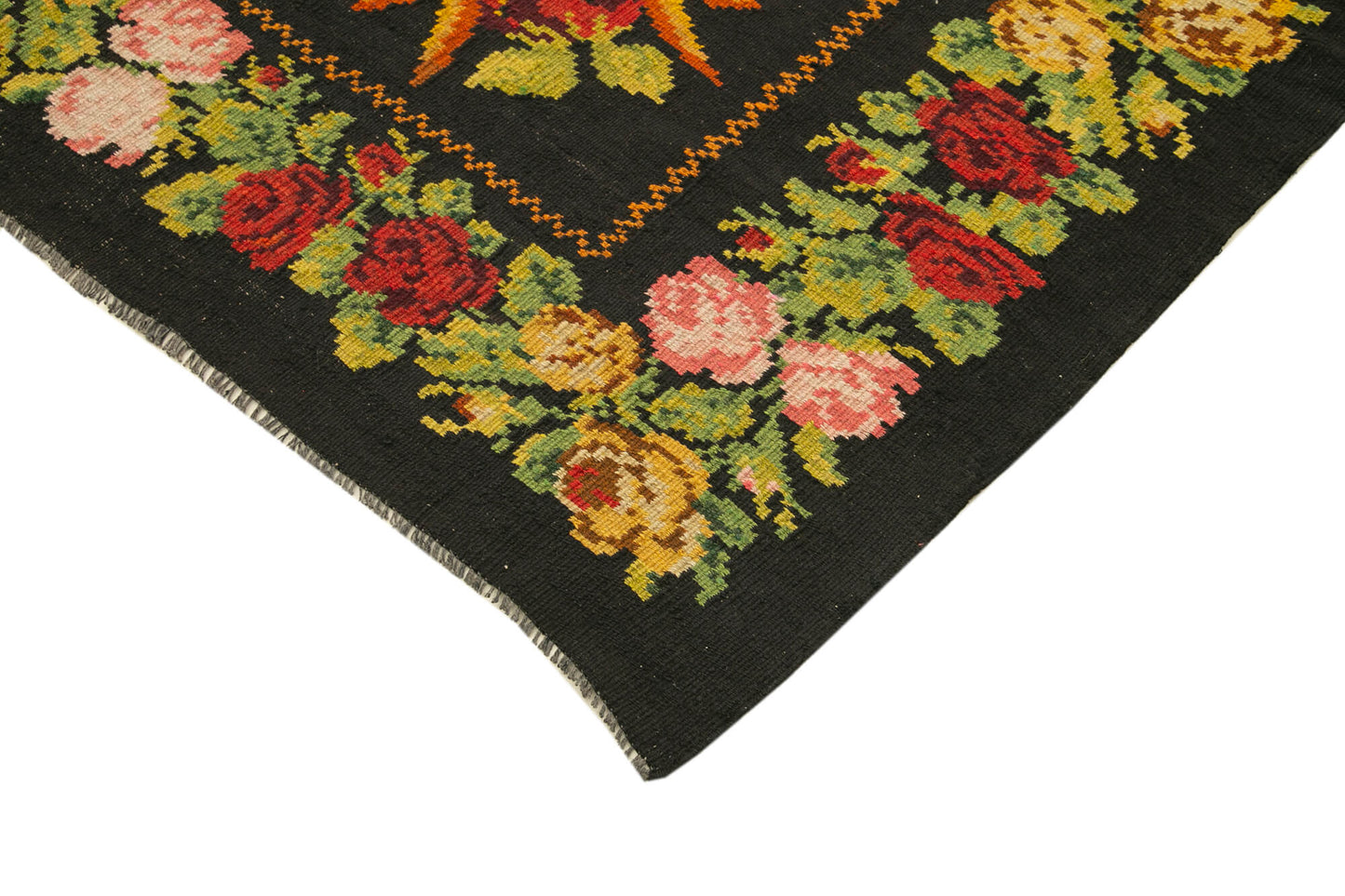 6x6 Black Vintage Moldovan Kilim Rug - 23275