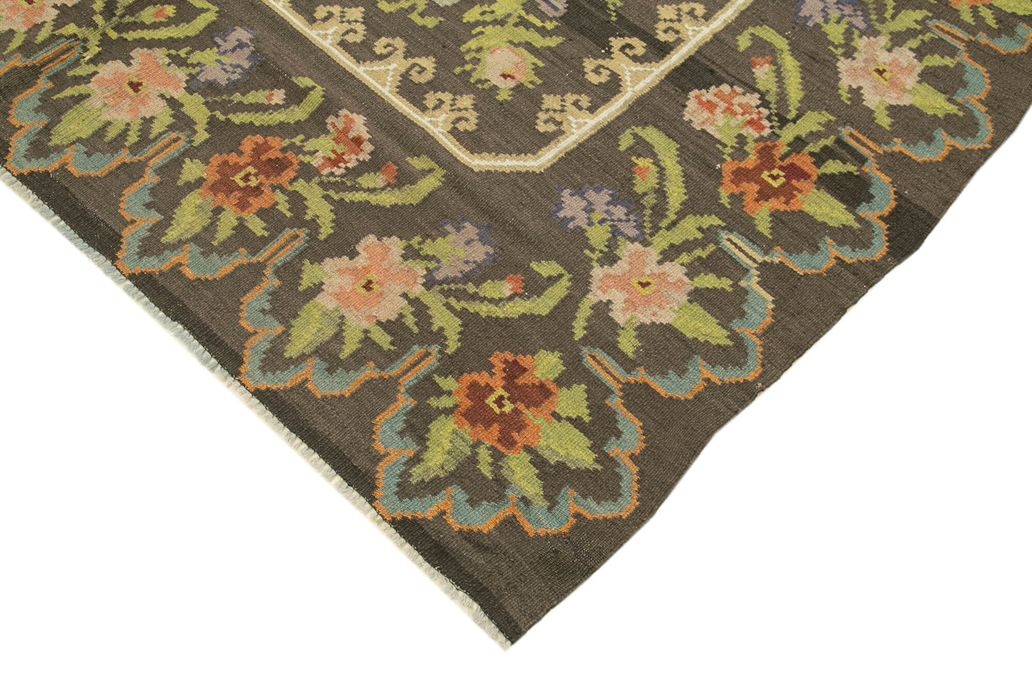 6x8 Brown Vintage Moldovan Kilim Rug - 23313