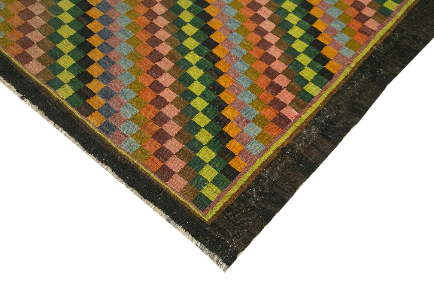 7x13 Black Vintage Moldovan Kilim Rug - 23317