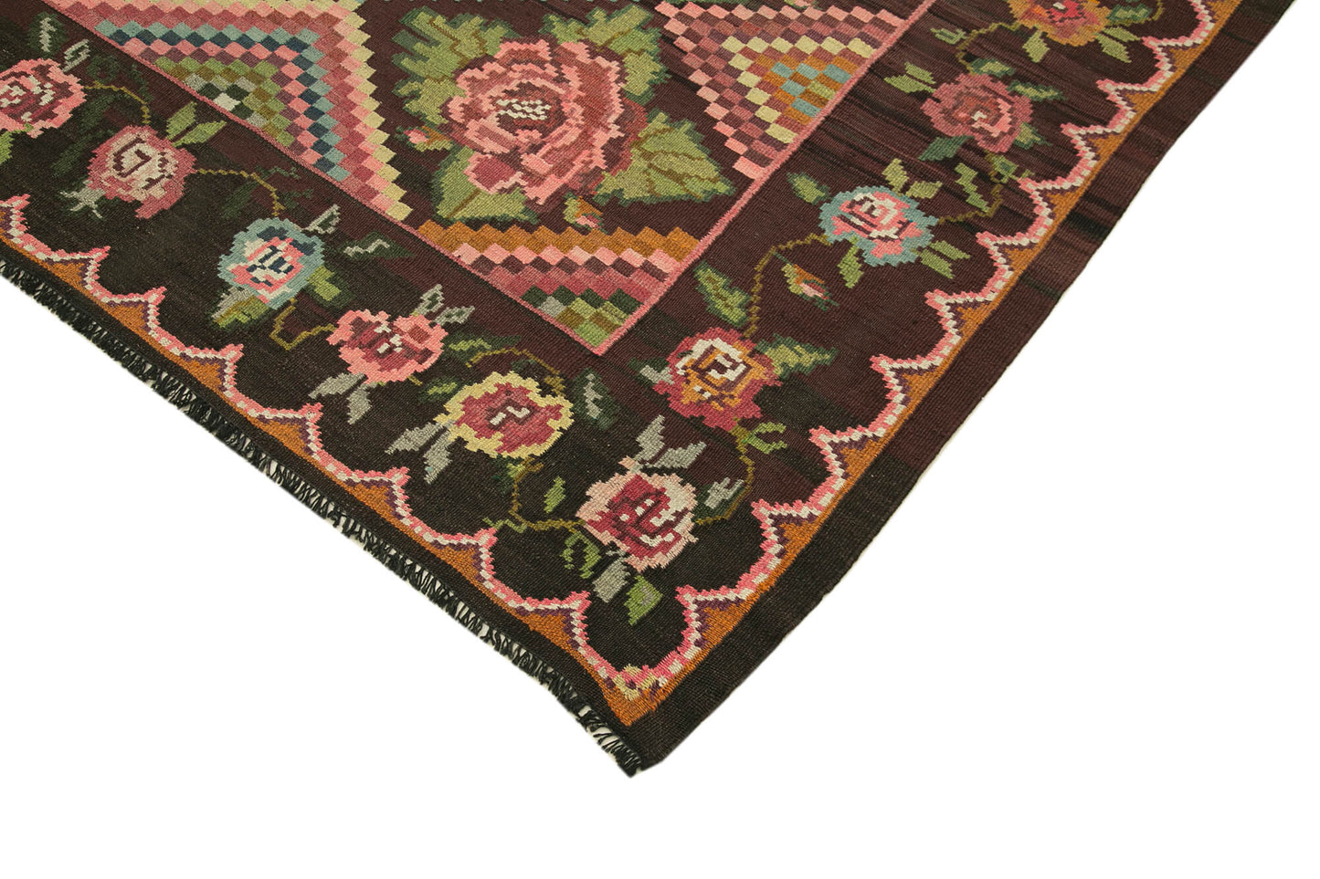 6x9 Black Vintage Moldovan Kilim Rug - 23330