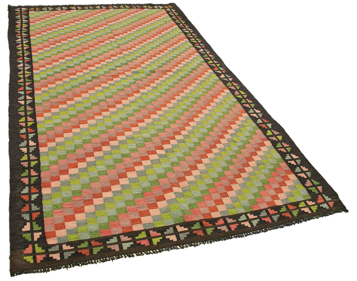 5x10 Black Vintage Moldovan Kilim Rug - 23340