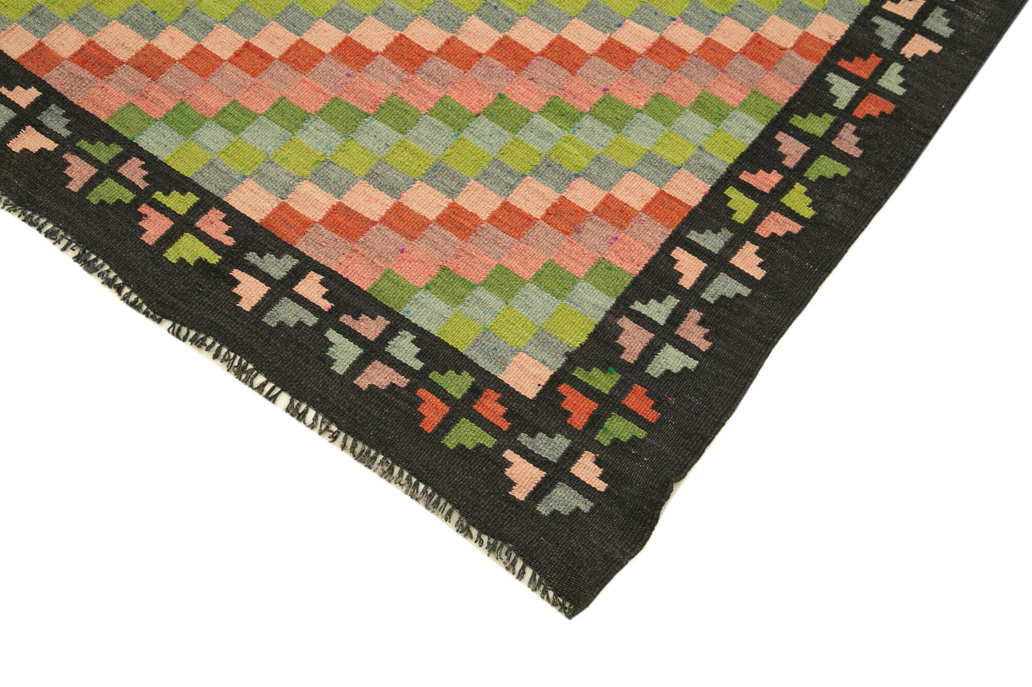 5x10 Black Vintage Moldovan Kilim Rug - 23340