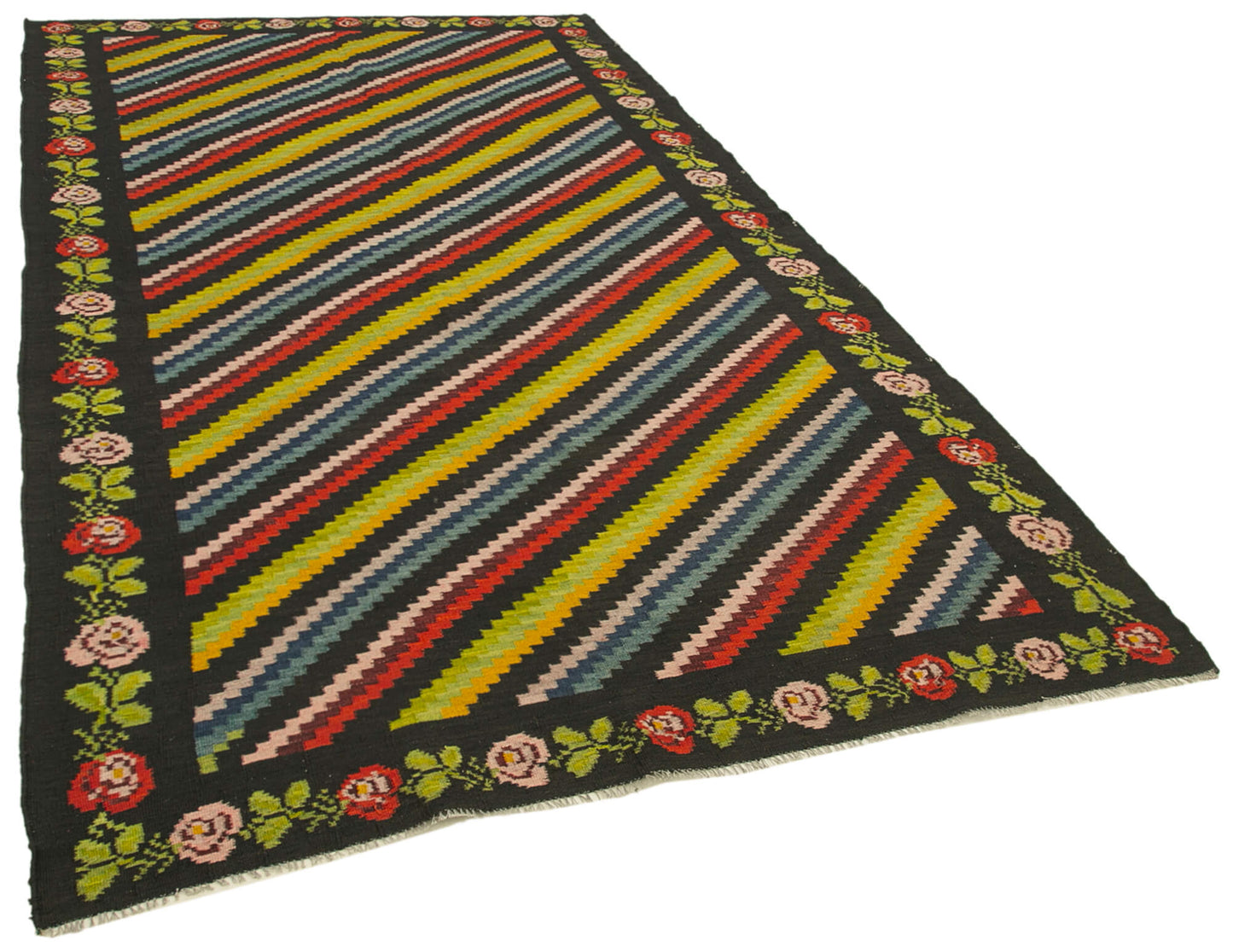 6x10 Black Vintage Moldovan Kilim Rug - 23341