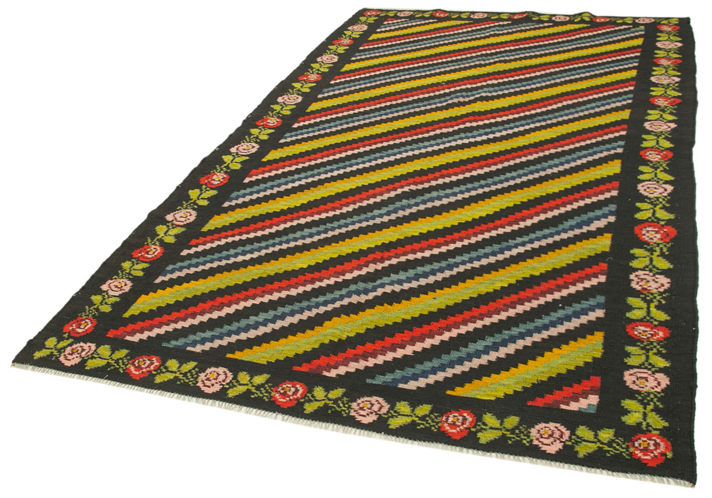 6x10 Black Vintage Moldovan Kilim Rug - 23341