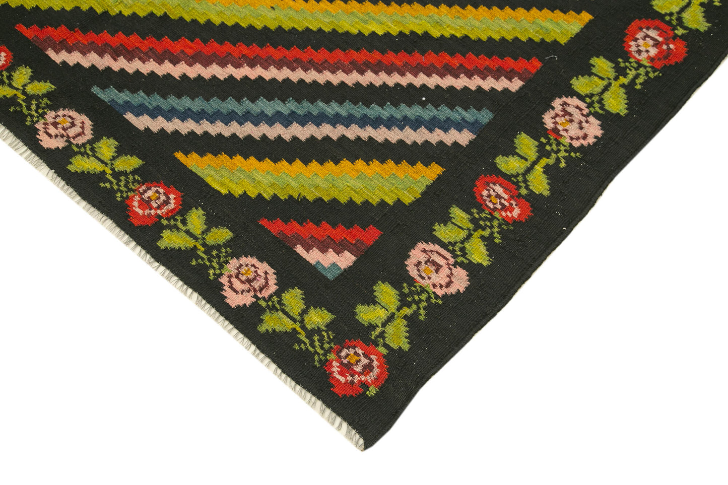 6x10 Black Vintage Moldovan Kilim Rug - 23341