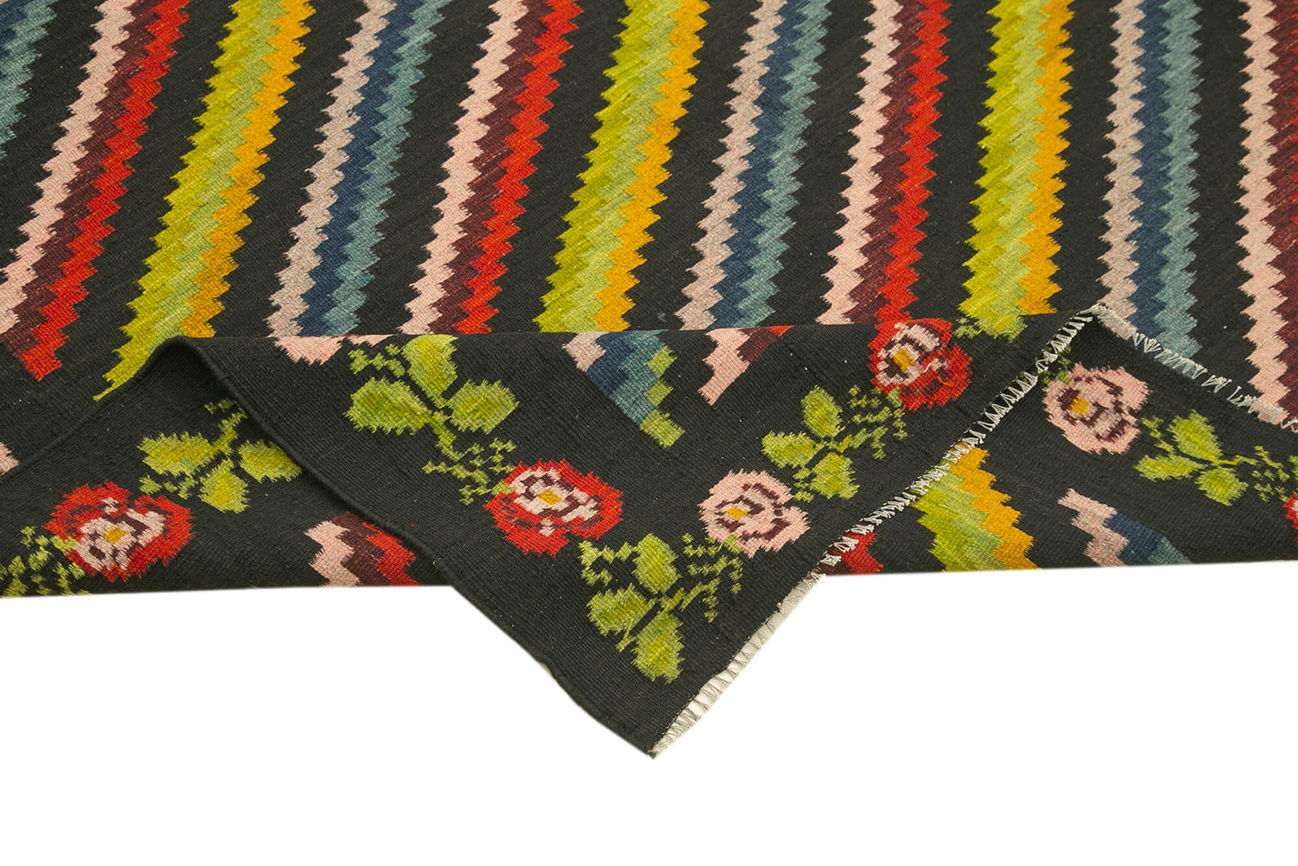 6x10 Black Vintage Moldovan Kilim Rug - 23341