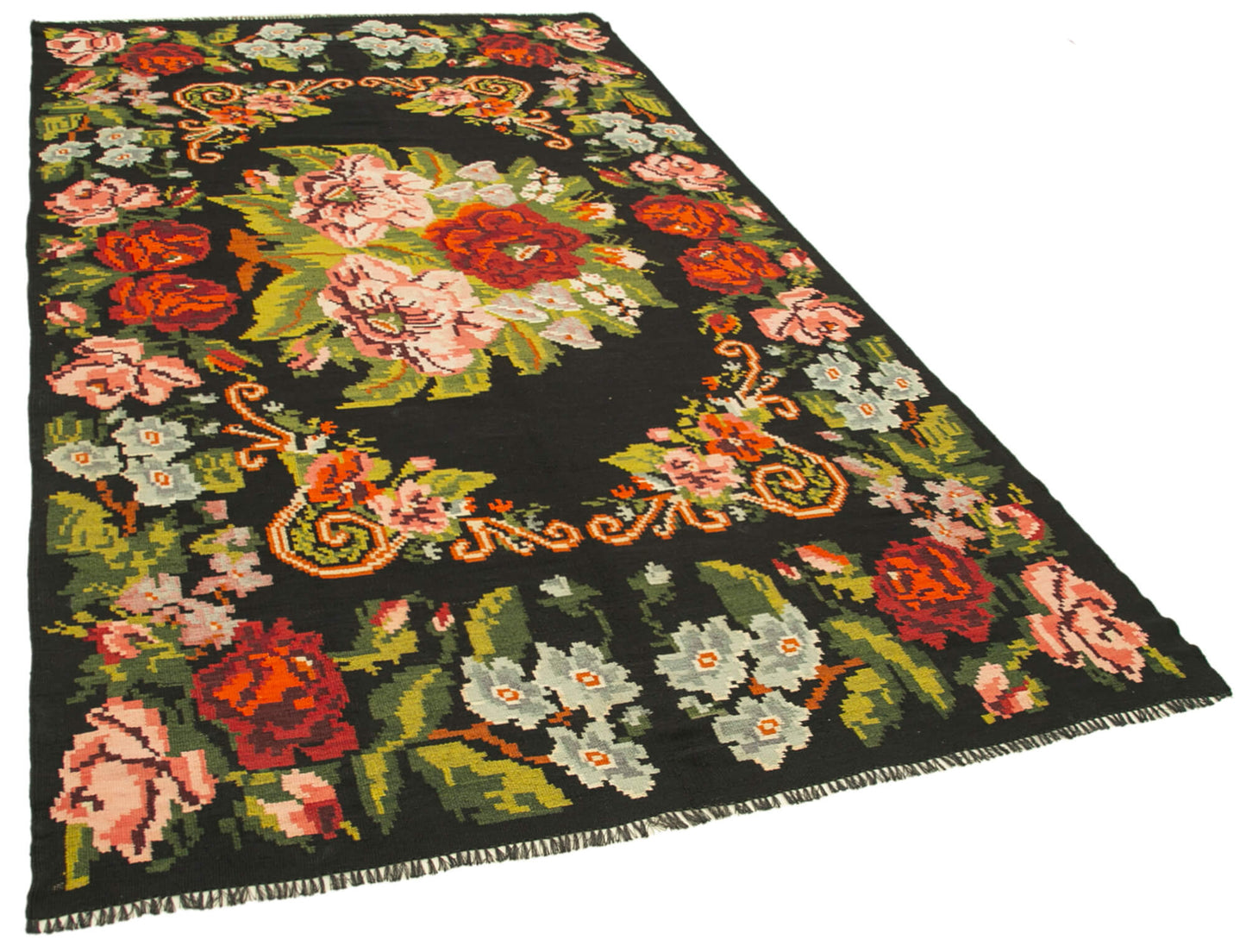 6x10 Black Vintage Moldovan Kilim Rug - 23395