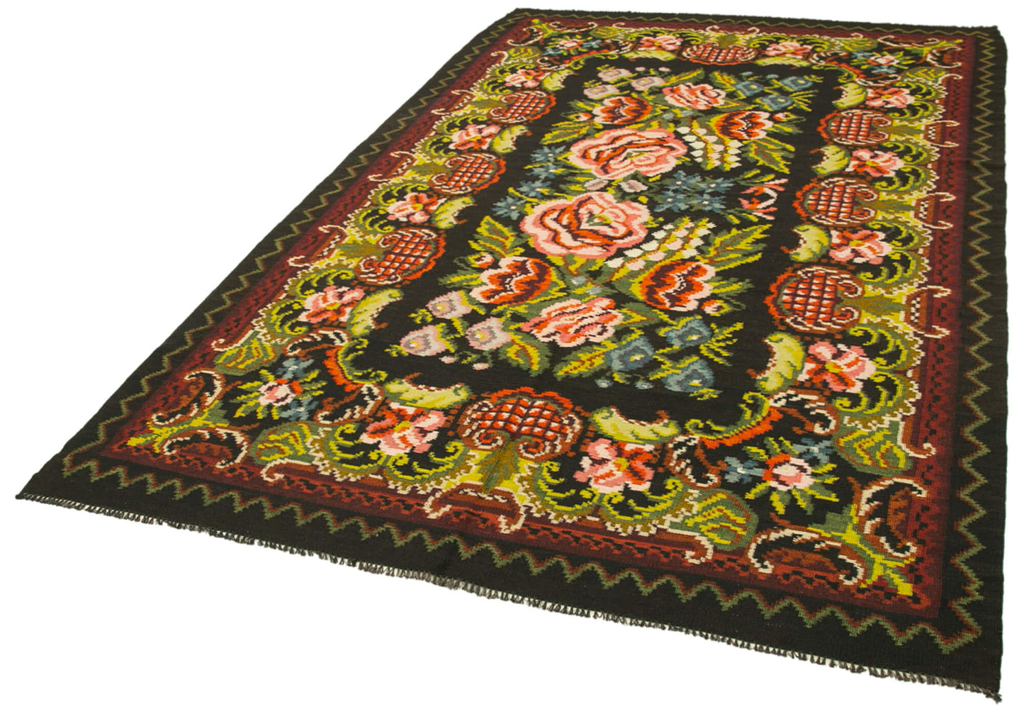 6x10 Black Vintage Moldovan Kilim Rug - 23431