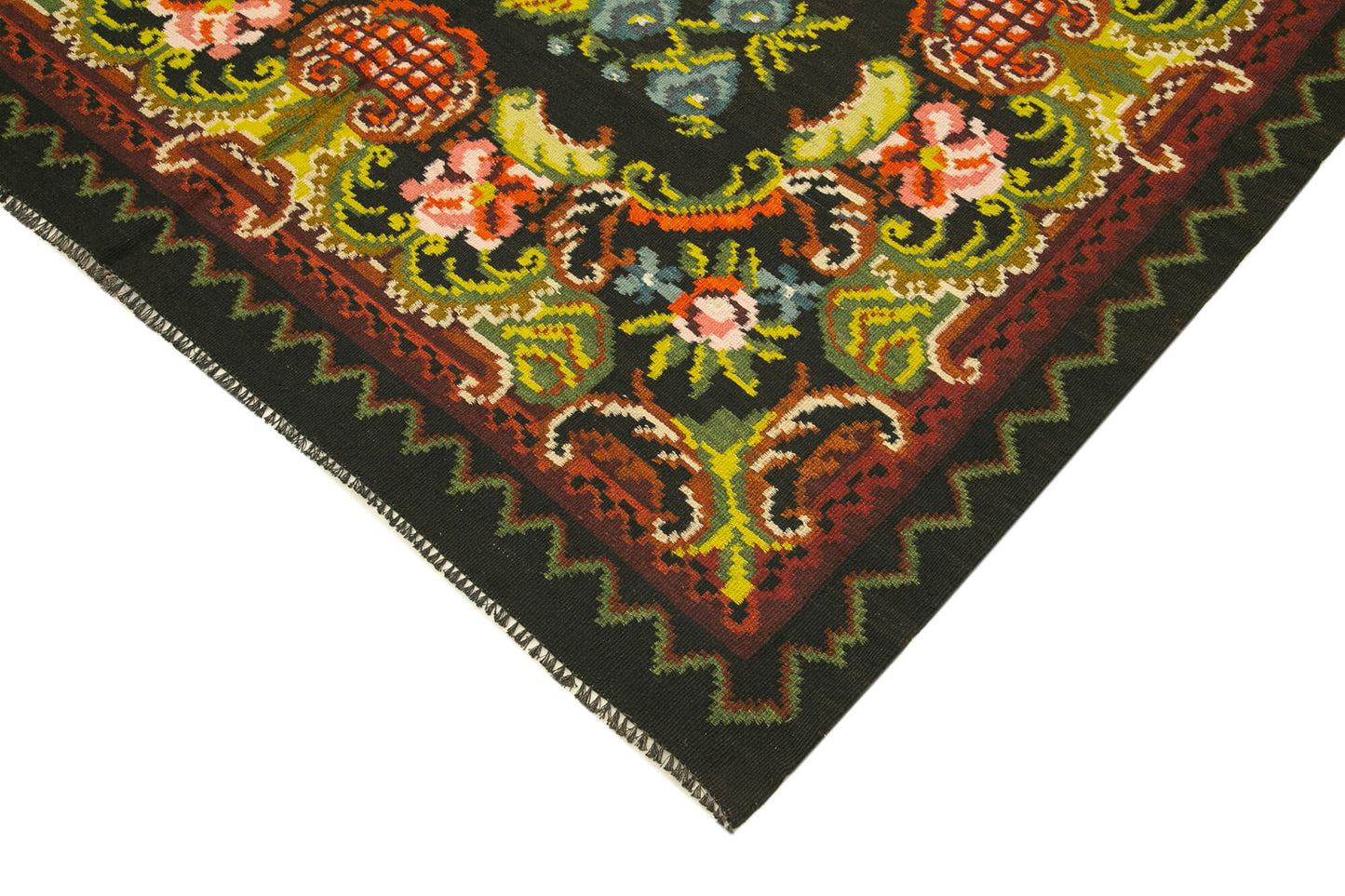 6x10 Black Vintage Moldovan Kilim Rug - 23431