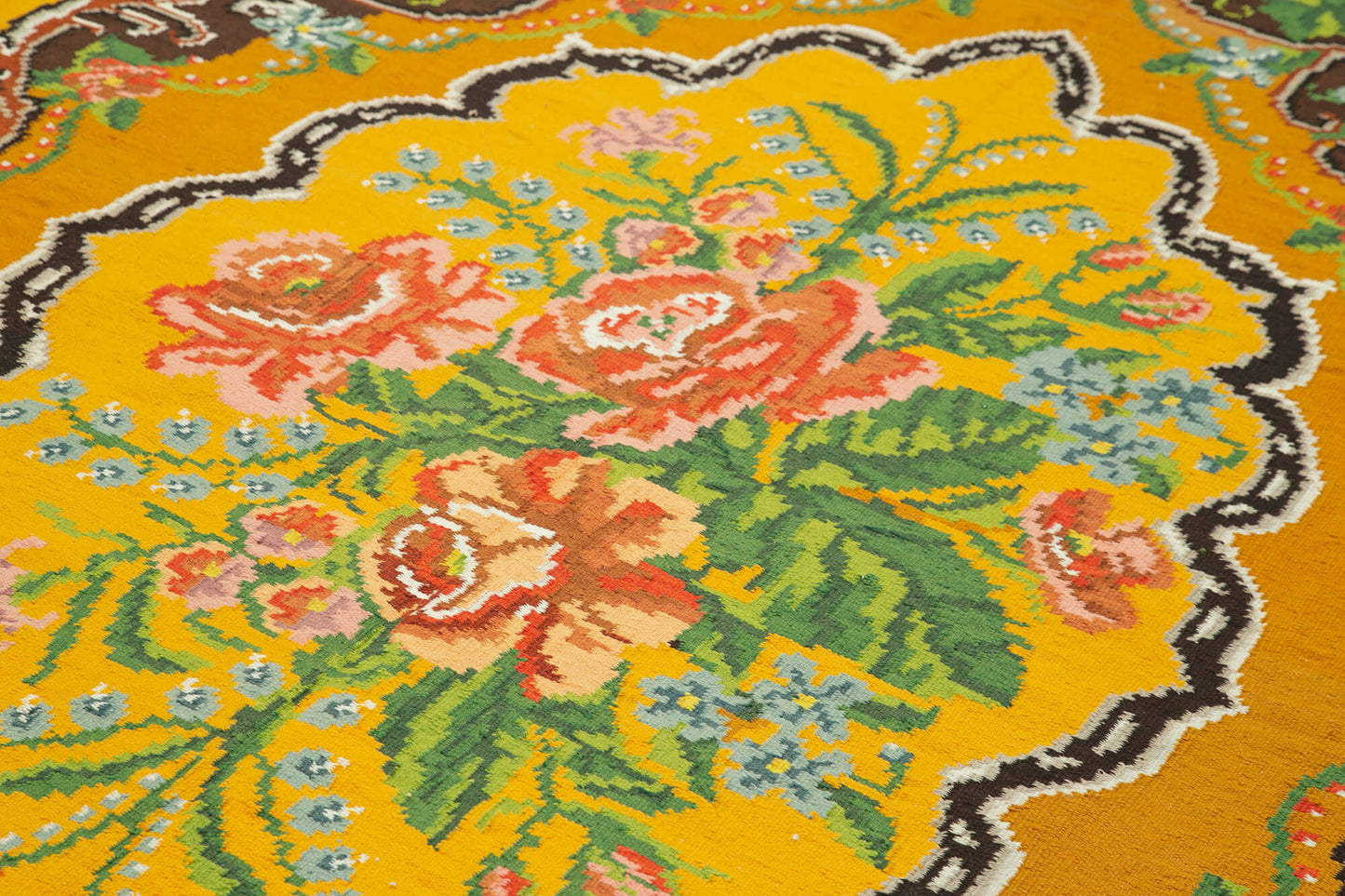 6x10 Yellow Vintage Moldovan Kilim Rug - 23432