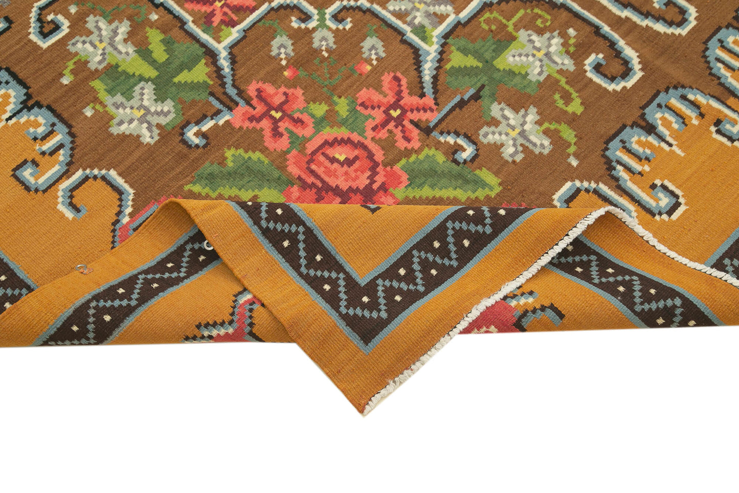 6x10 Yellow Vintage Moldovan Kilim Rug - 23441