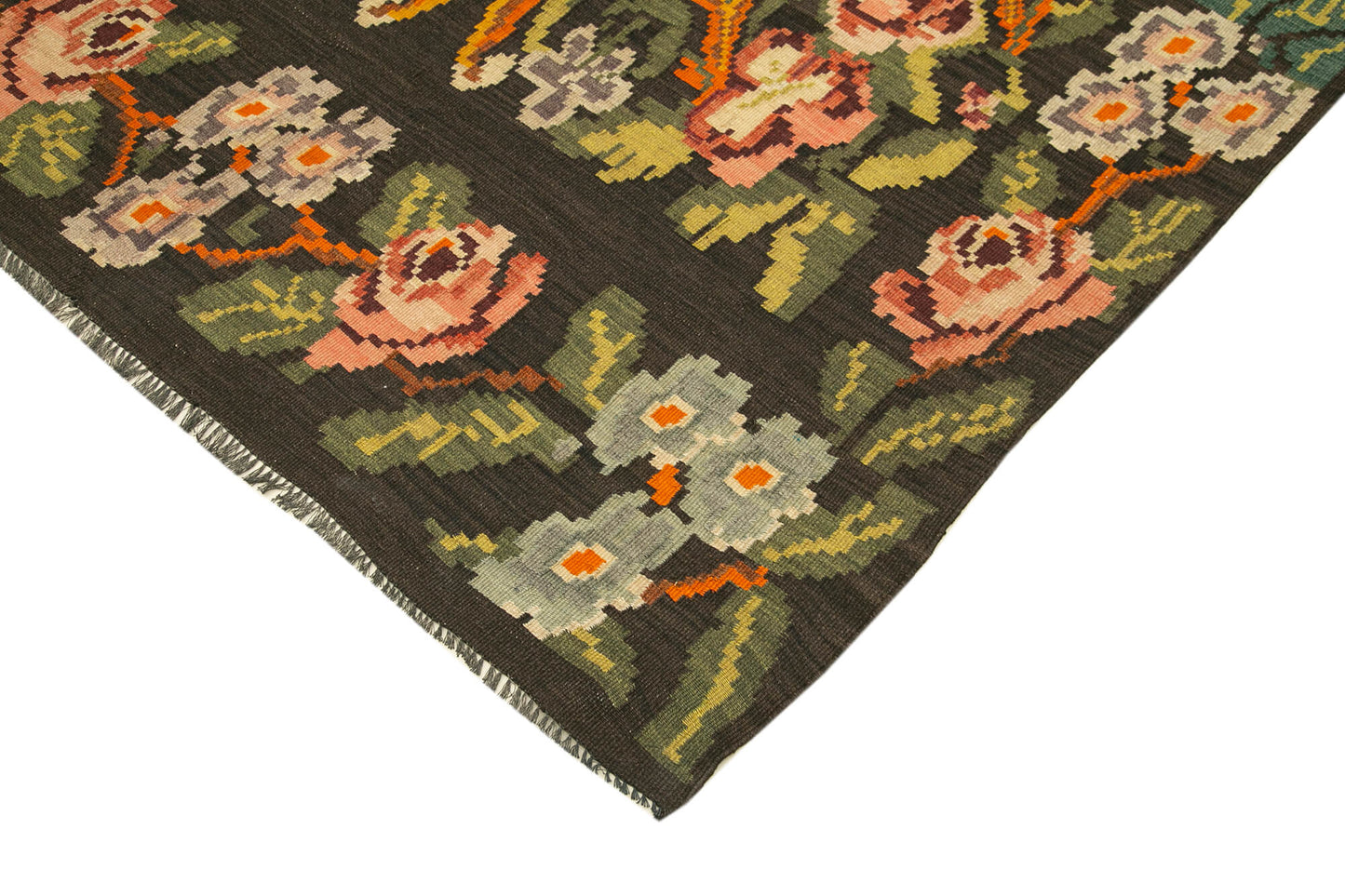 5x12 Black Vintage Moldovan Kilim Rug - 23454