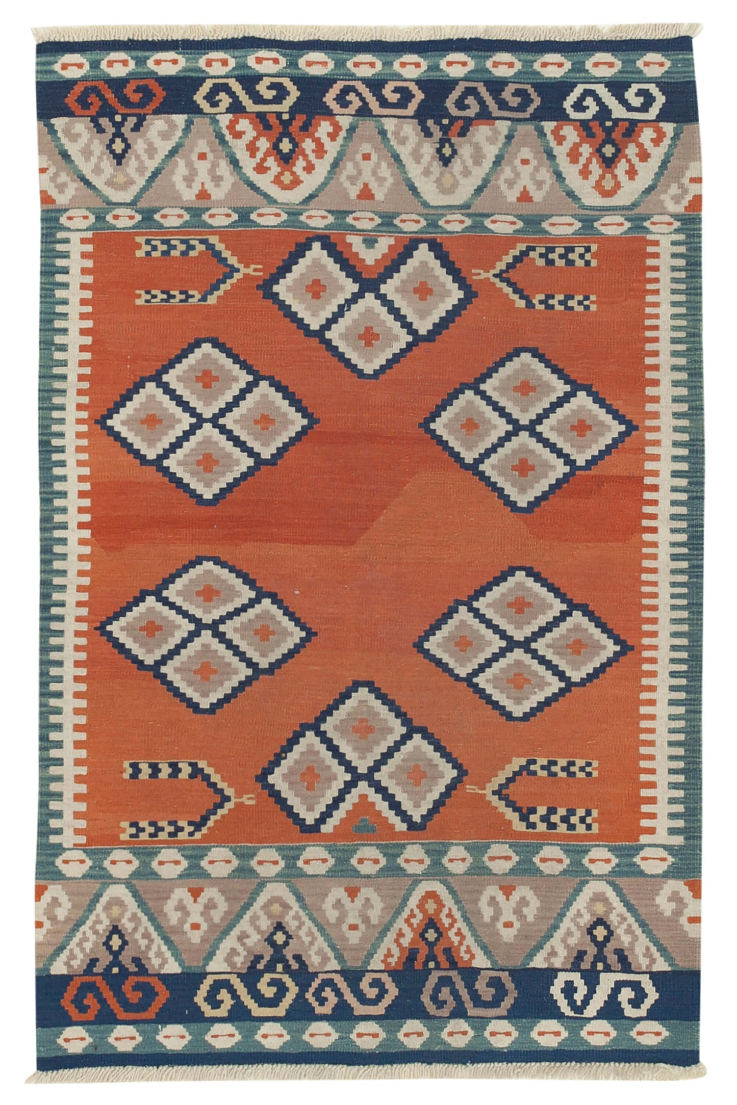 4x5 Orange Oriental Kilim Rug - 29426