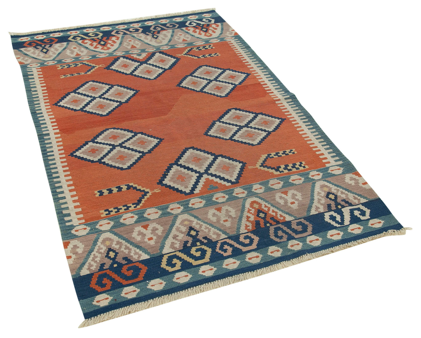 4x5 Orange Oriental Kilim Rug - 29426