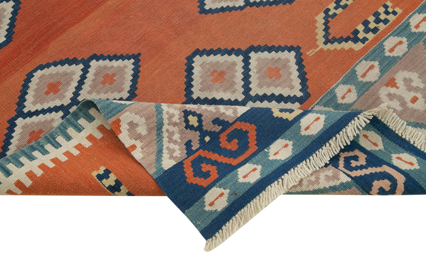 4x5 Orange Oriental Kilim Rug - 29426