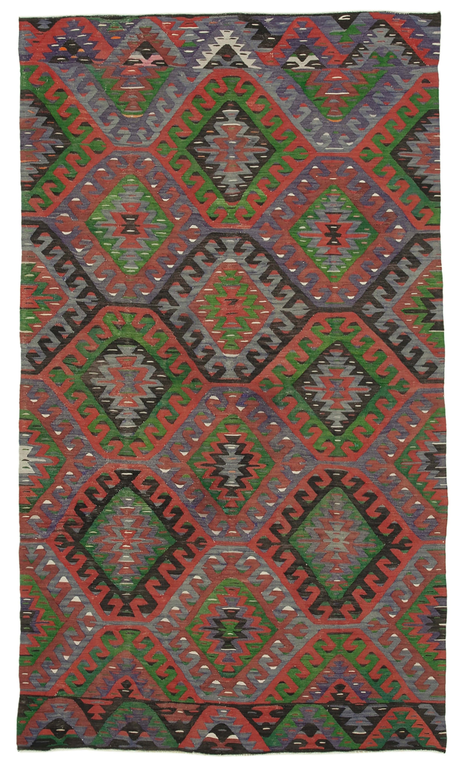 5x9 Green Oriental Kilim Rug - 29459