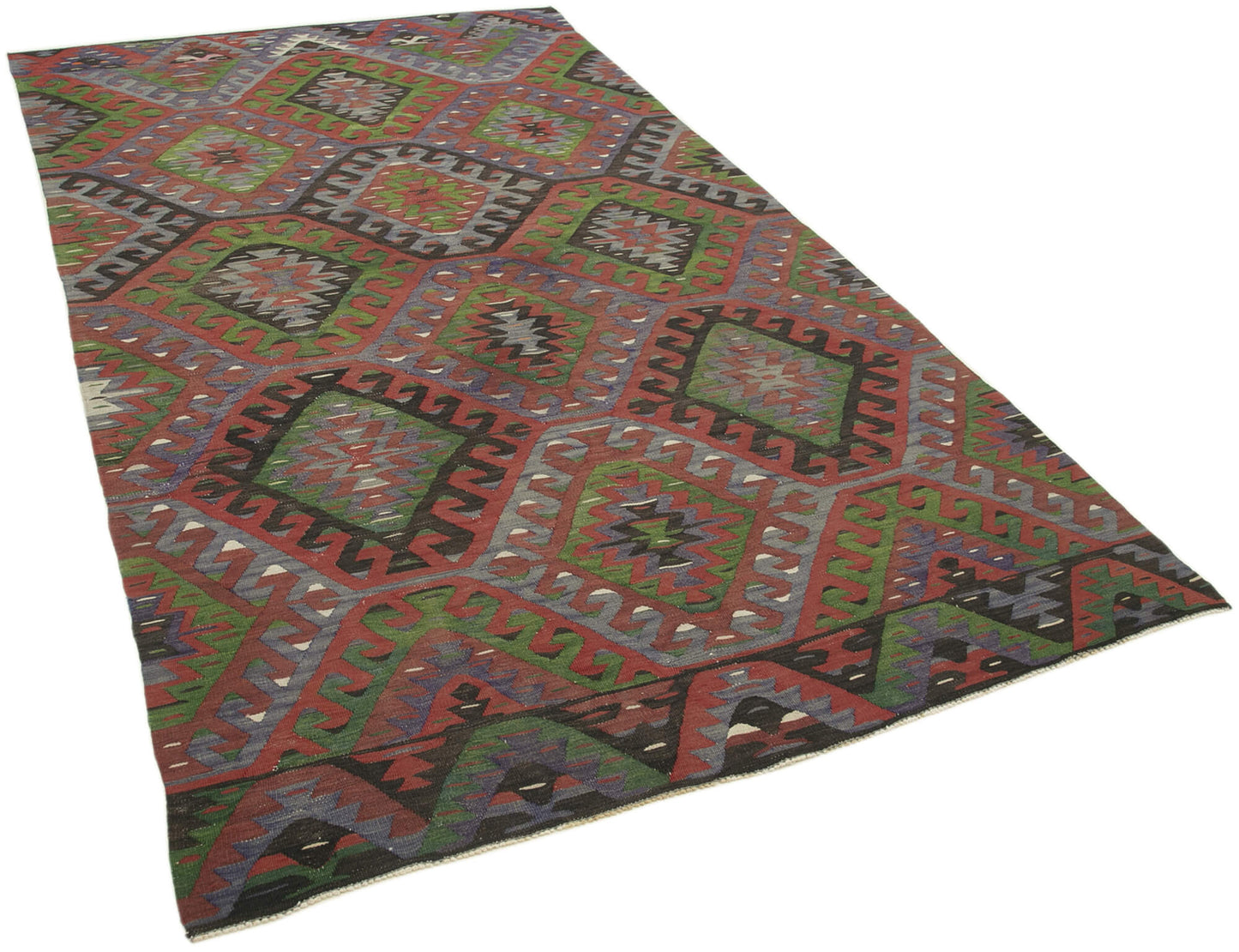 5x9 Green Oriental Kilim Rug - 29459