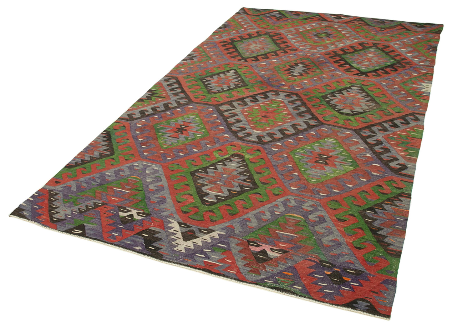 5x9 Green Oriental Kilim Rug - 29459