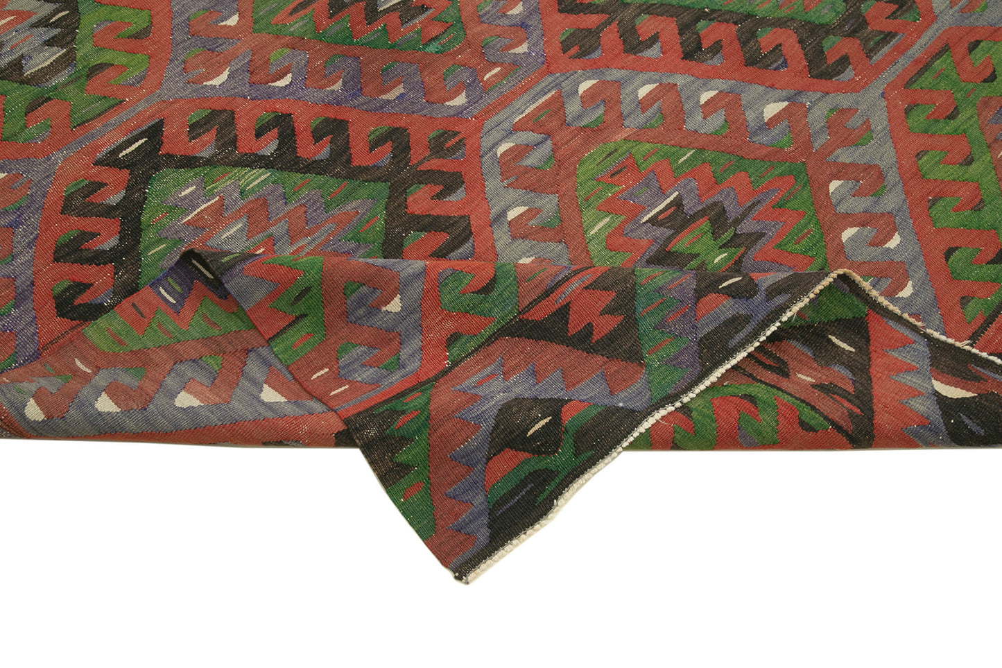 5x9 Green Oriental Kilim Rug - 29459