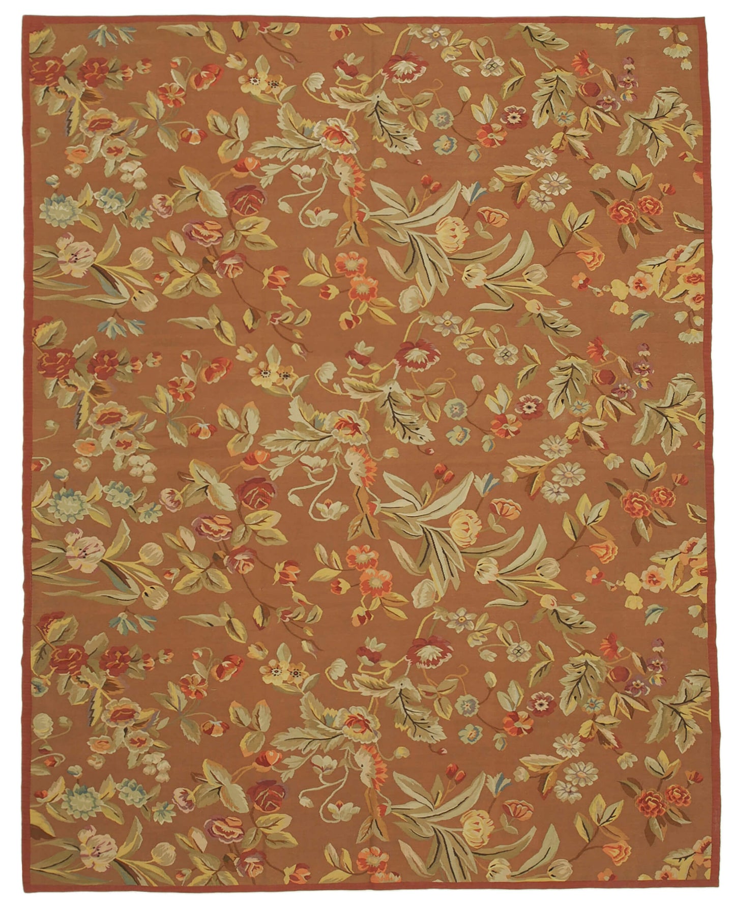 9x12 Brown Aubusson Kilim - 29471