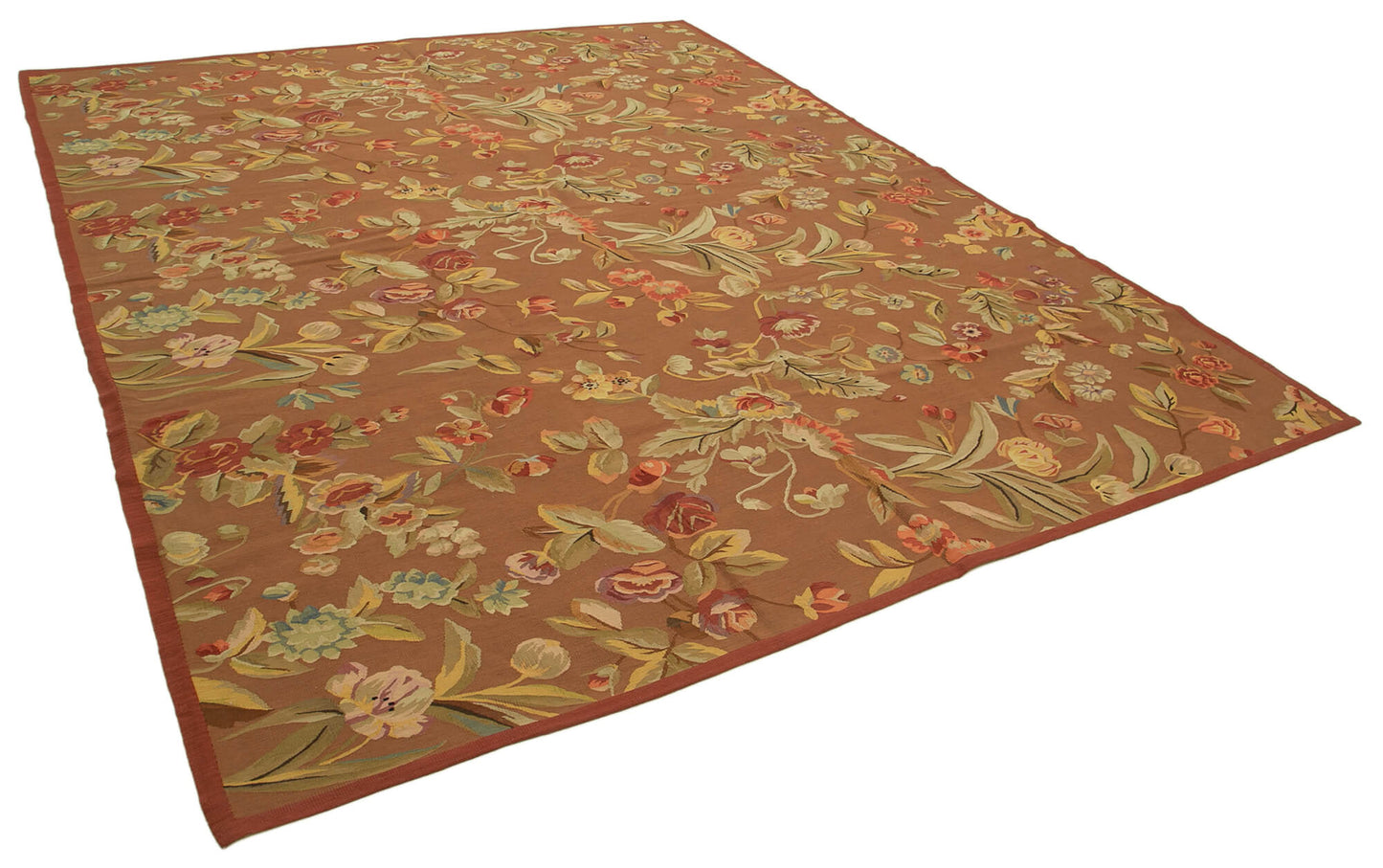 9x12 Brown Aubusson Kilim - 29471