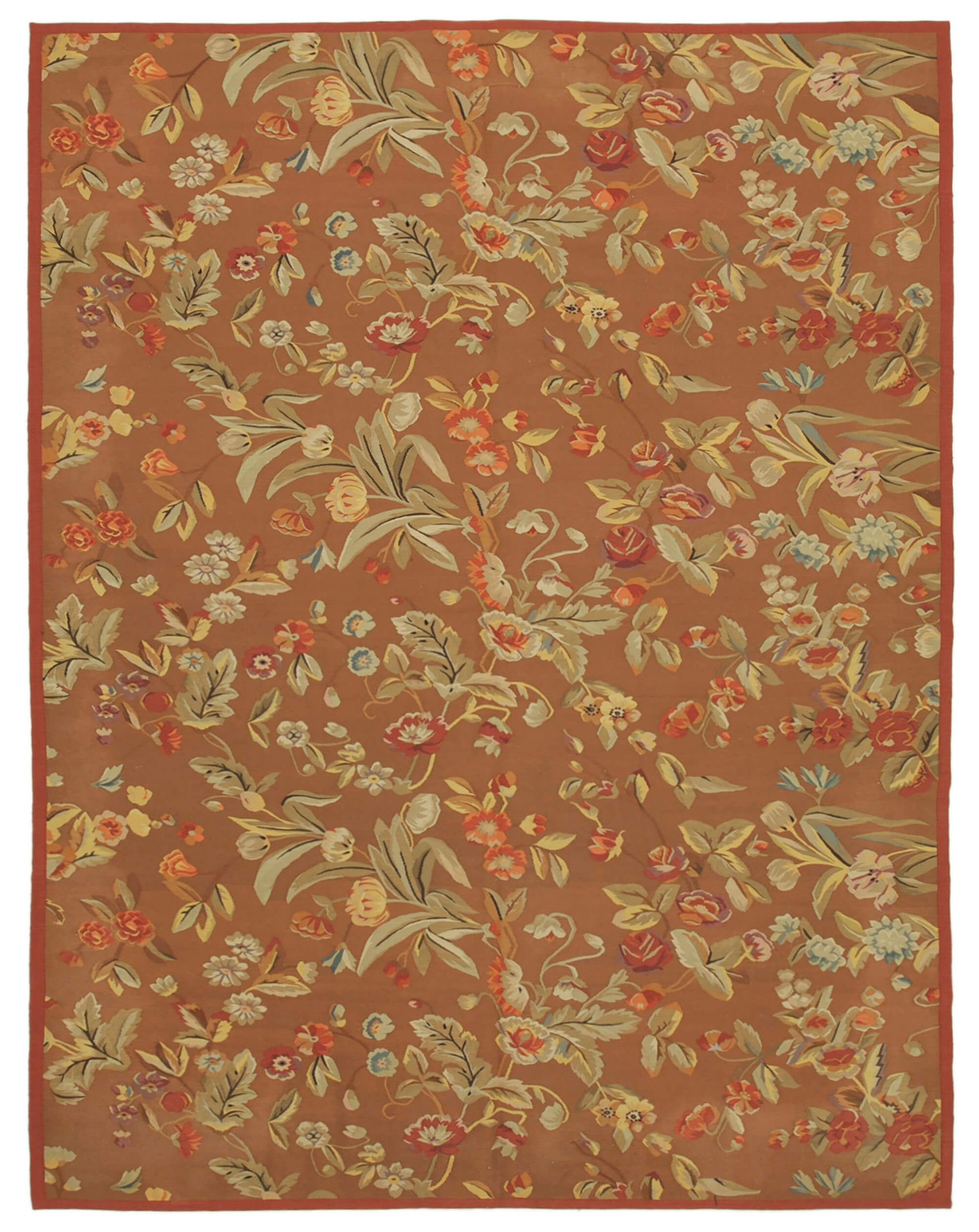 9x12 Brown Aubusson Kilim - 29473