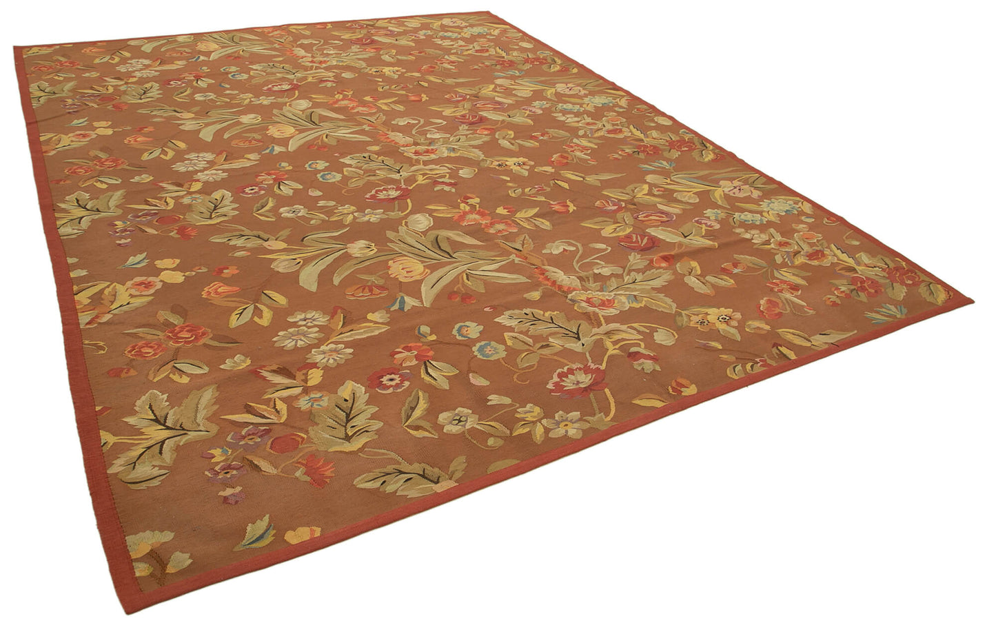 9x12 Brown Aubusson Kilim - 29473