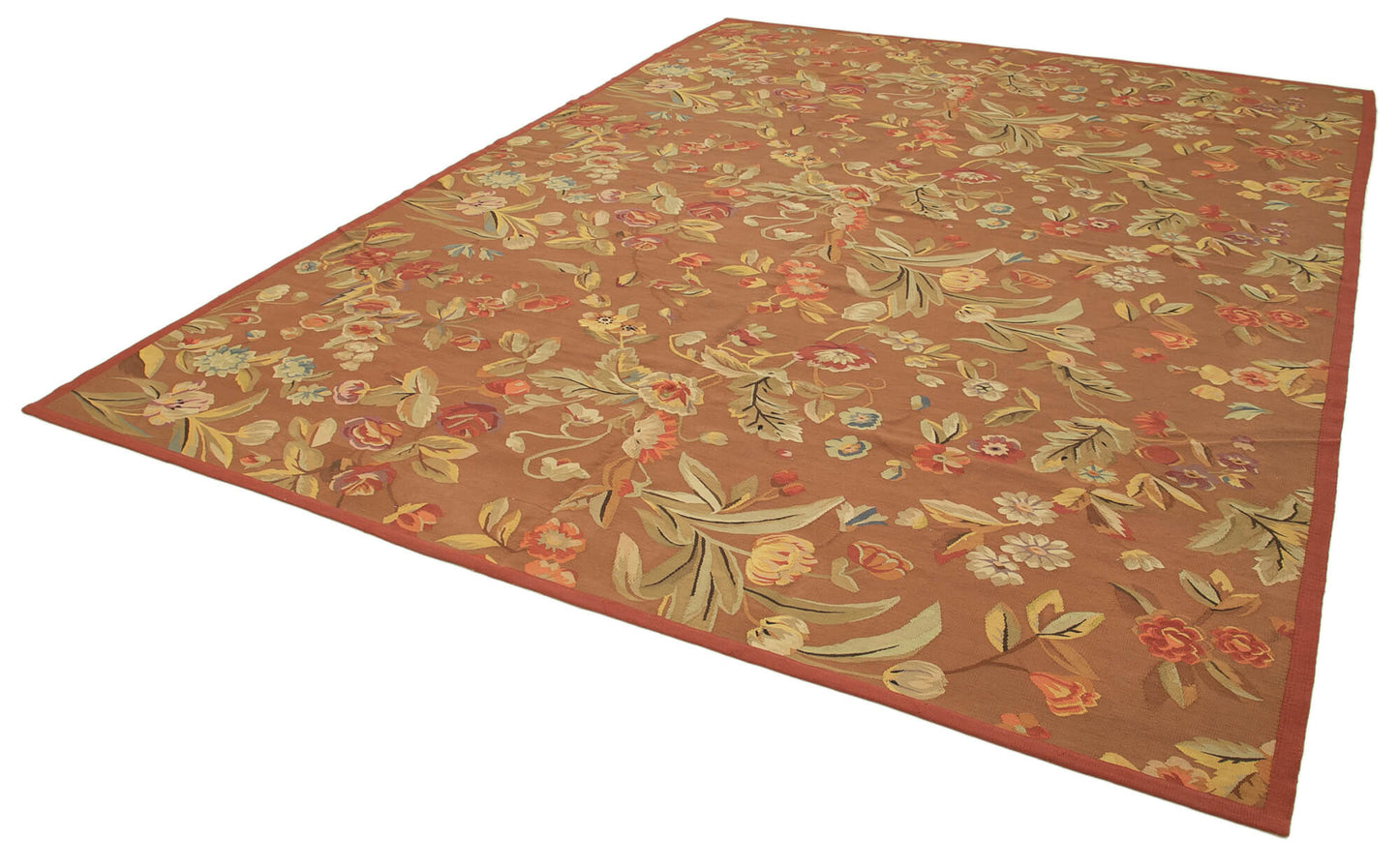 9x12 Brown Aubusson Kilim - 29473